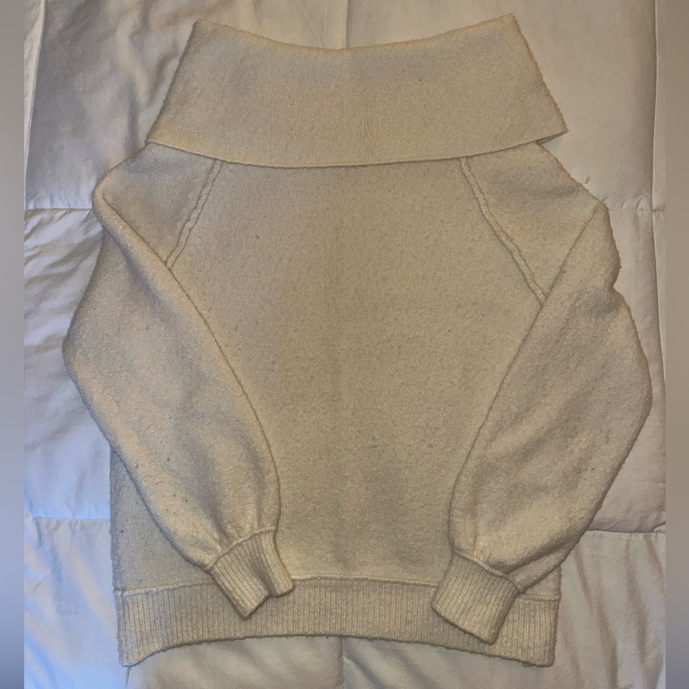 Free People Cream Cowl Neck Sweater